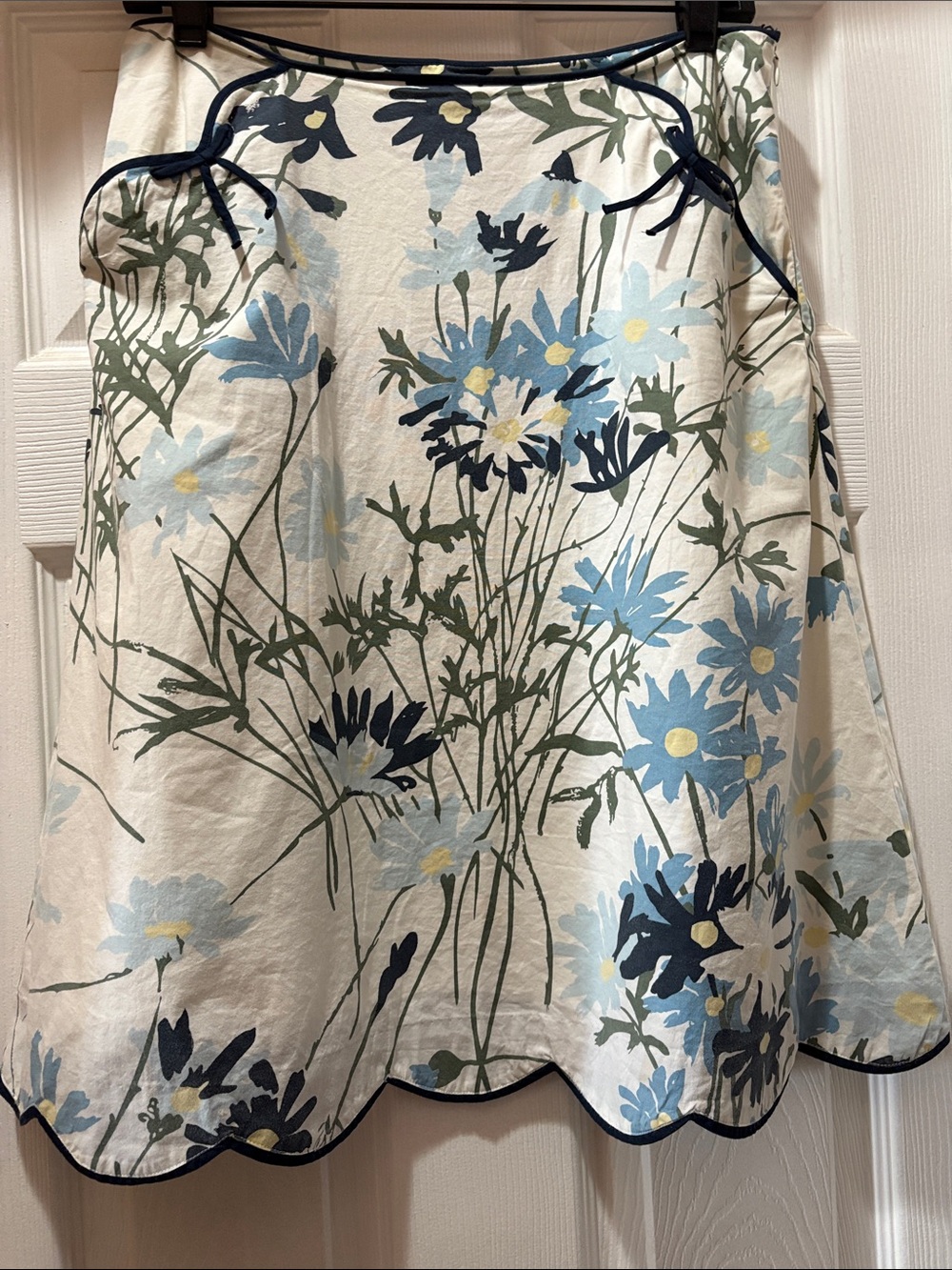 Elevenses Floral Print Women’s Skirt - Blue & Cream